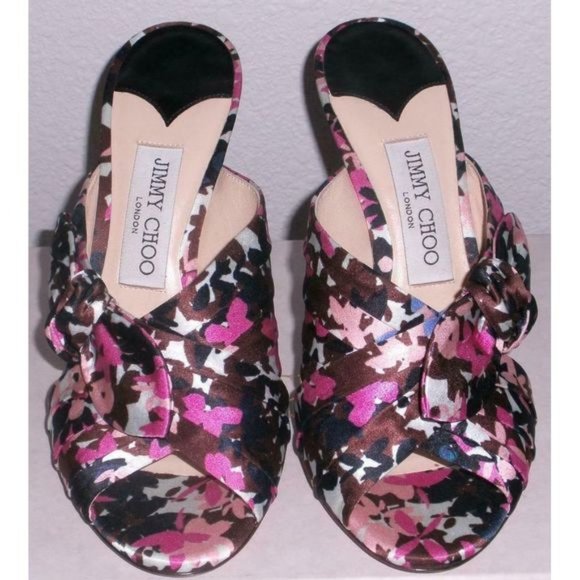 Jimmy Choo Keely Satin Floral Slide Sandal 38.5 - Picture 2 of 10